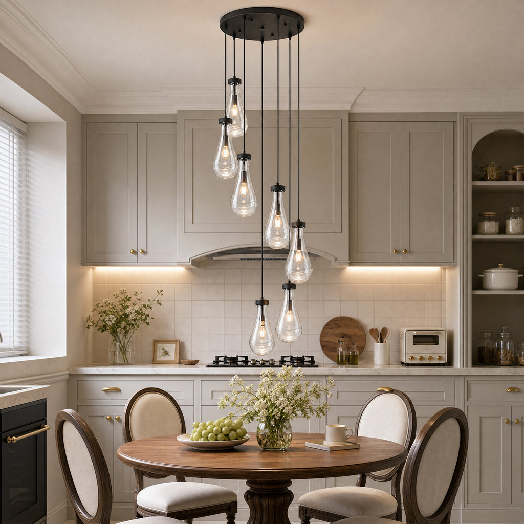 Raindrop Clear Solid Glass Adjustable Suspension Cord Pendant Light