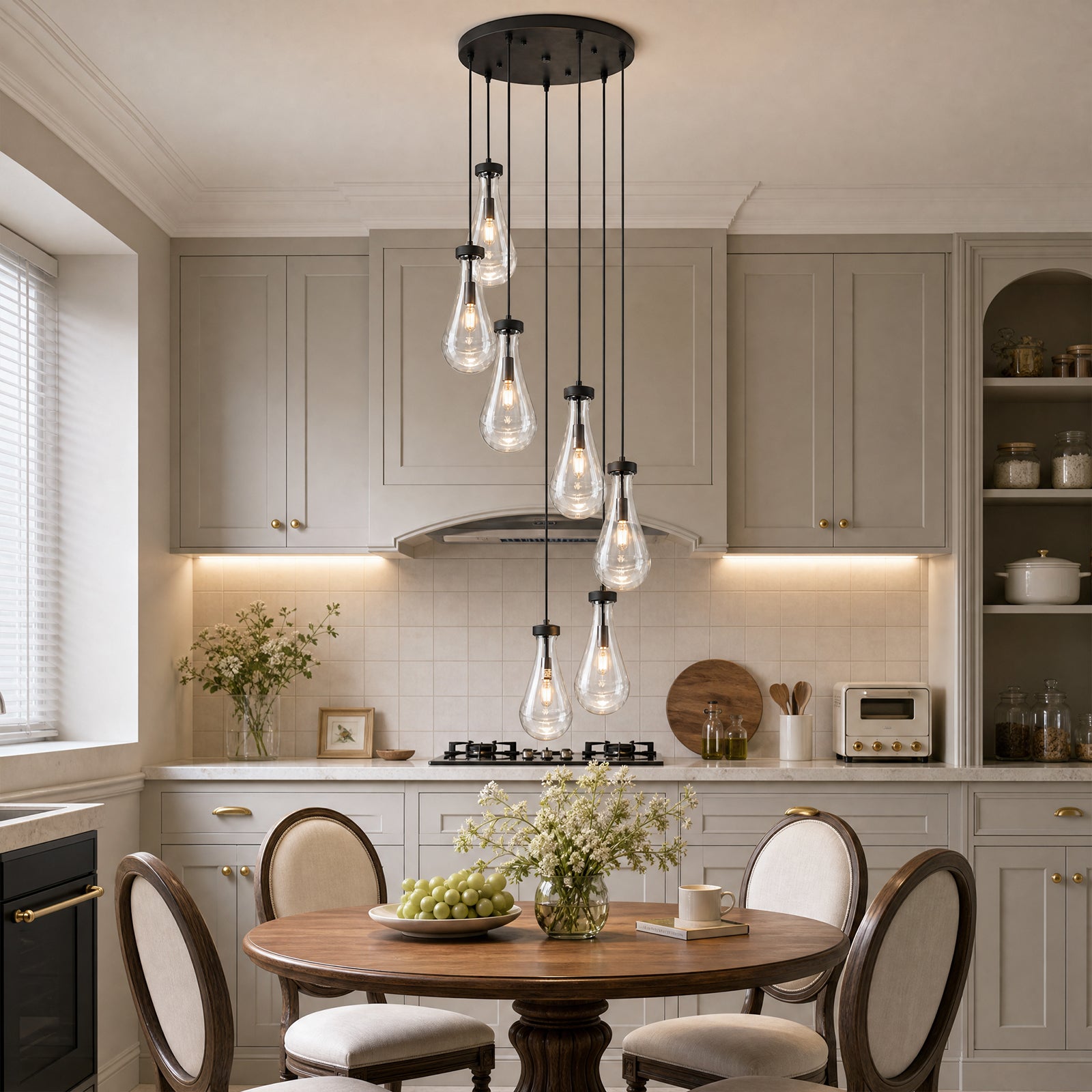 Raindrop Clear Solid Glass Adjustable Suspension Cord Pendant Light
