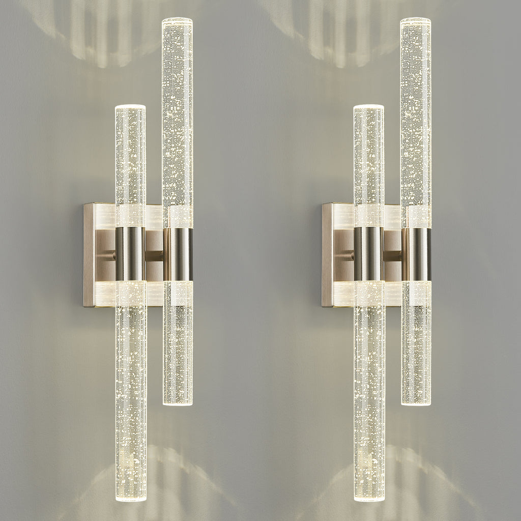 Contemporary Luxury Asymmetric Dual Bubble Crystal Tube LED Wall Sconce