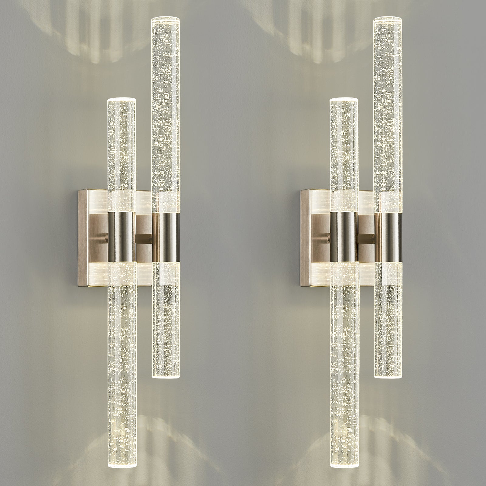 Contemporary Luxury Asymmetric Dual Bubble Crystal Tube LED Wall Sconce