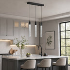 Modern Cylinder Bubble Linear Hanging Crystal LED Pendant Light
