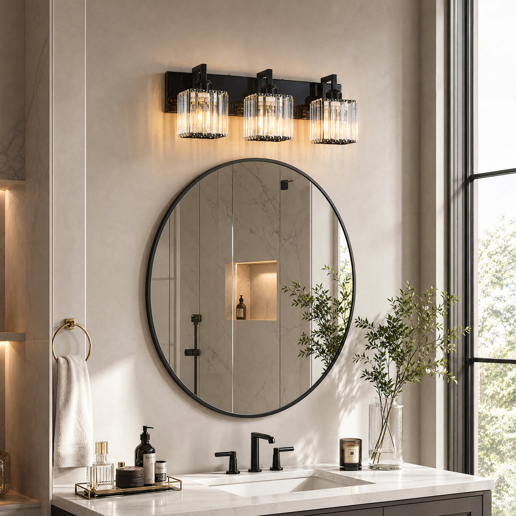 Modern Minimalist Vertical Rectangular Crystal Vanity Light