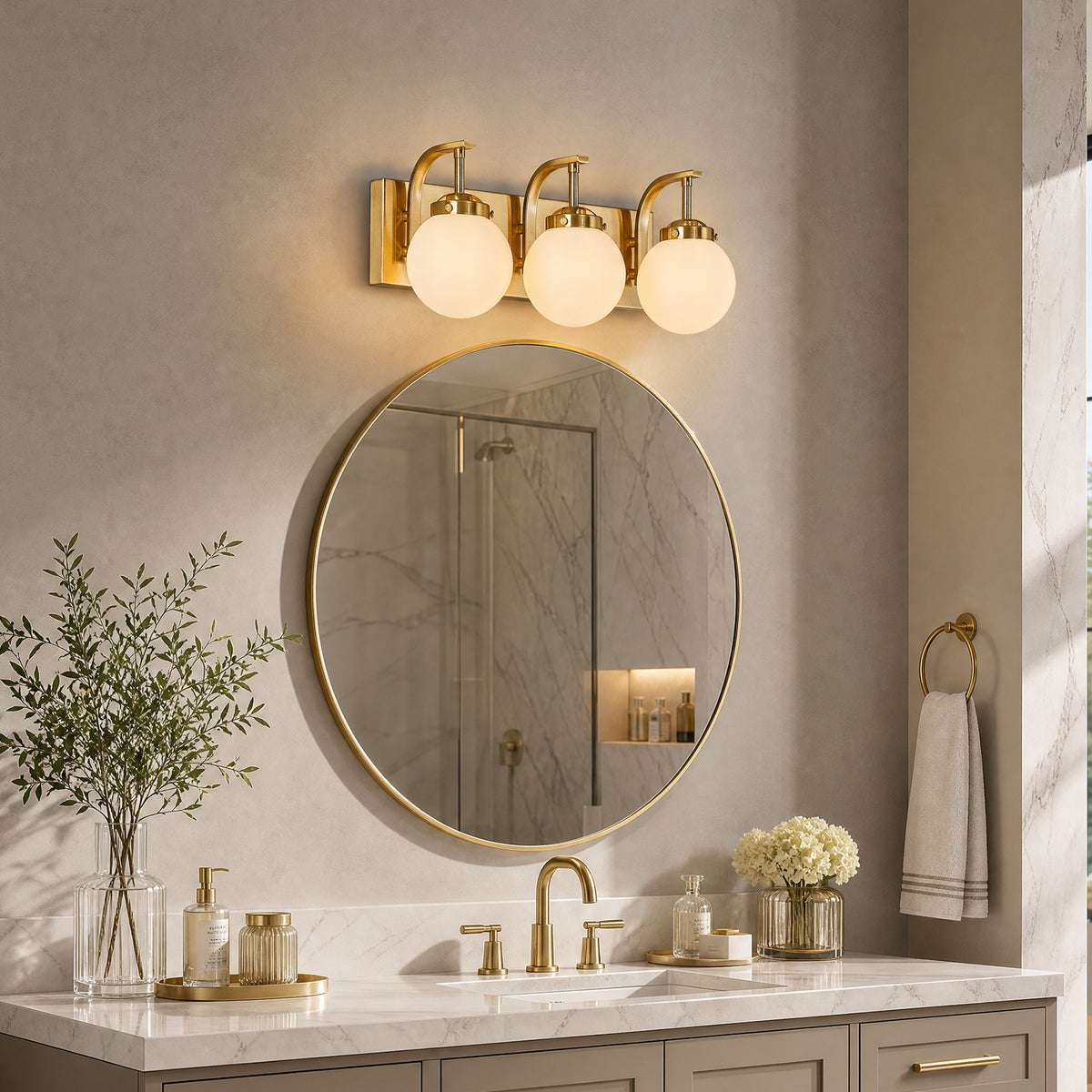 Modern Opal Globe Milky Glass Bathroom Vanity Light