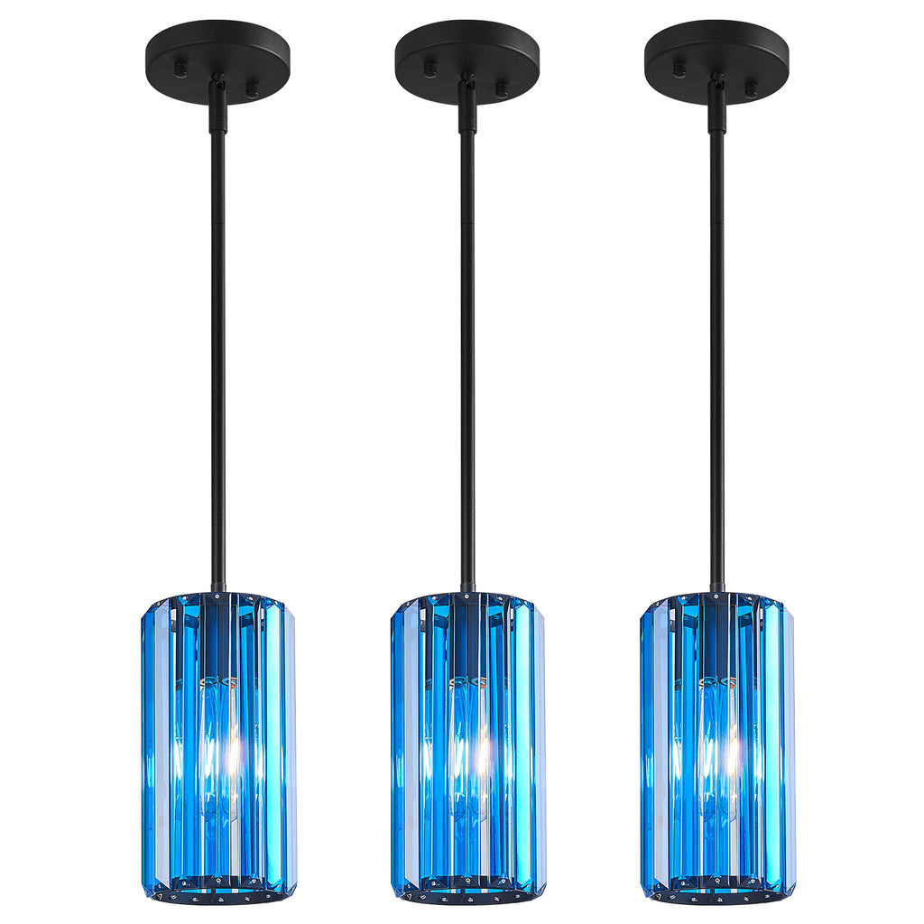 Minimalist Vertical Faceted Crystal Cylinder Pendant Light
