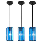 Minimalist Vertical Faceted Crystal Cylinder Pendant Light