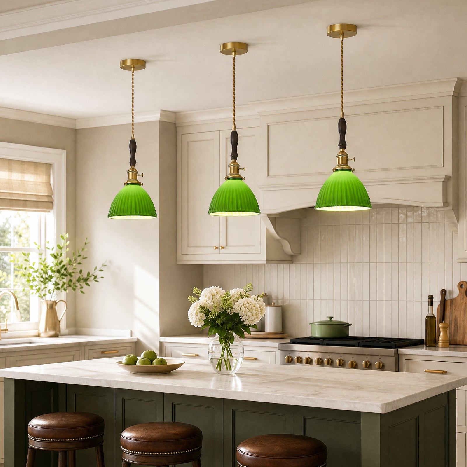 Retro Nordic Striped Ceramic Pendant Light Series