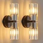Modern Luxury Vertical Double Cylinder Fluted Crystal Wall Sconce