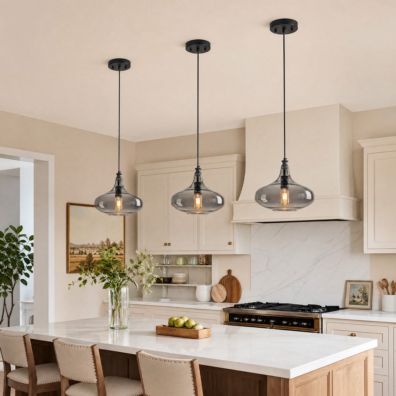 Contemporary Industrial Glass Pendant Light in Multiple Shapes