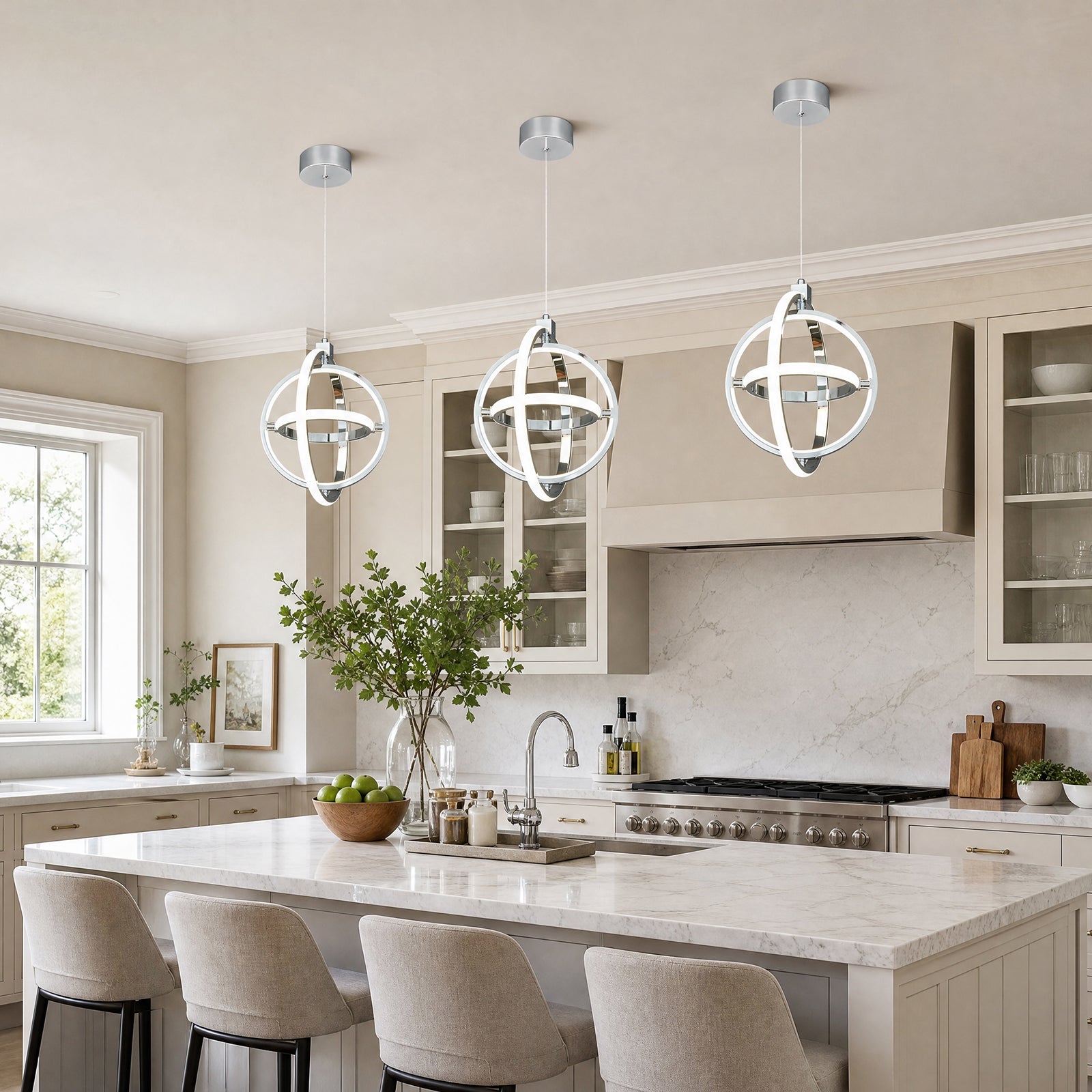 Modern LED Dimmable Height Round Ring Pendant Light