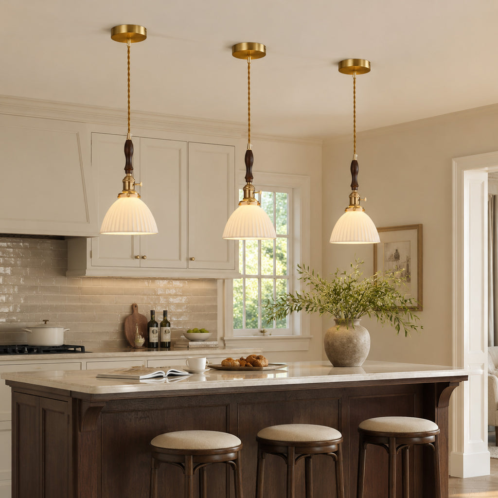 Retro Nordic Striped Ceramic Pendant Light Series