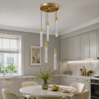 Modern Cylinder Bubble Linear Hanging Crystal LED Pendant Light