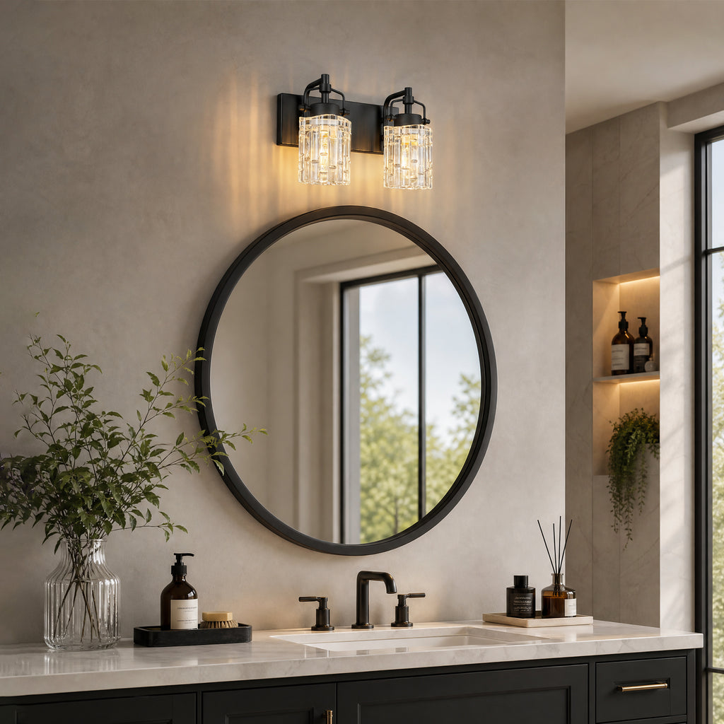 Contemporary Luxury Cylinder Fluted Glass Vanity Light