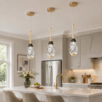 Mini Teardrop LED Black Gold Crystal Pendant Light