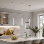 Modern Cylinder Bubble Linear Hanging Crystal LED Pendant Light