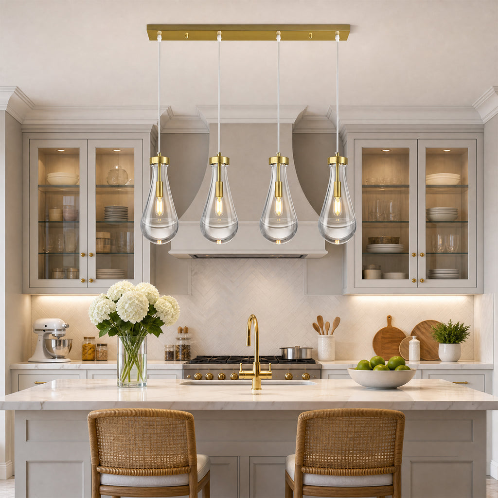 Raindrop Clear Solid Glass Adjustable Suspension Cord Pendant Light