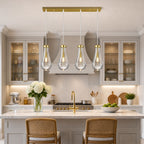 Raindrop Clear Solid Glass Adjustable Suspension Cord Pendant Light
