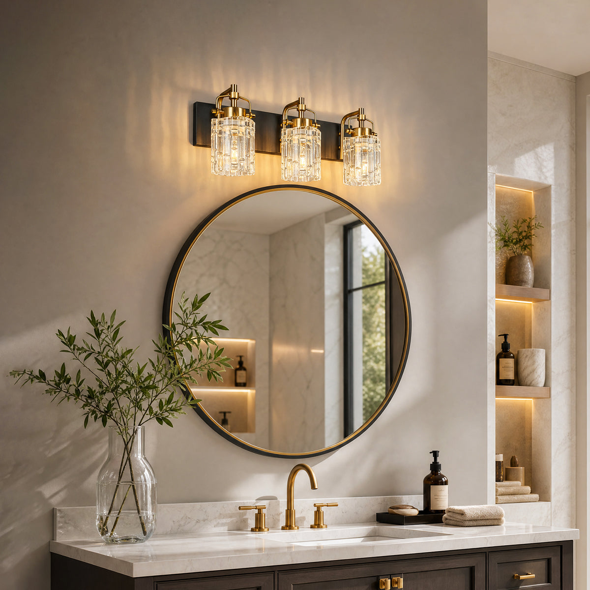 Contemporary Luxury Cylinder Fluted Glass Vanity Light