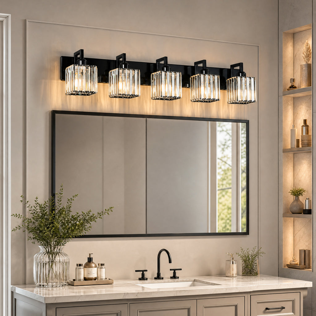 Modern Minimalist Vertical Rectangular Crystal Vanity Light