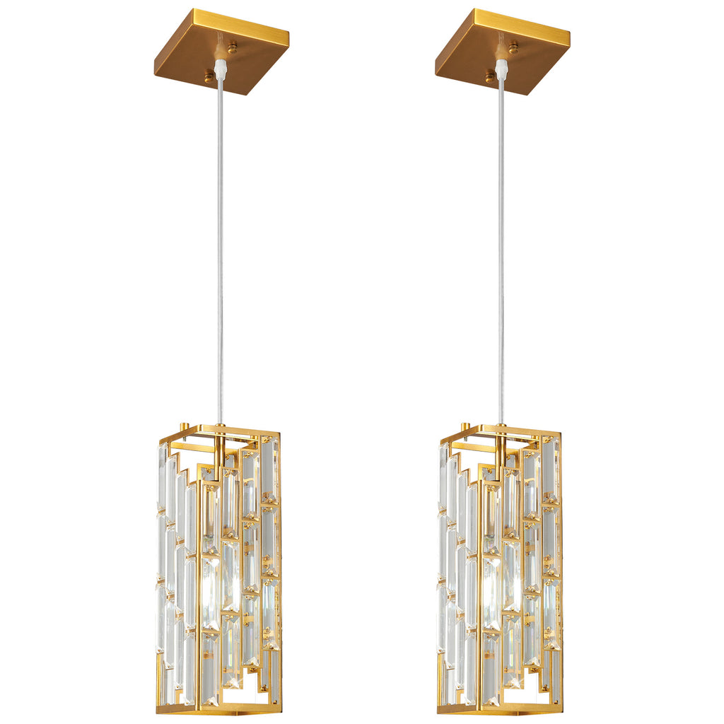Luxury Frame Rectangular Crystal Linear Pendant Light