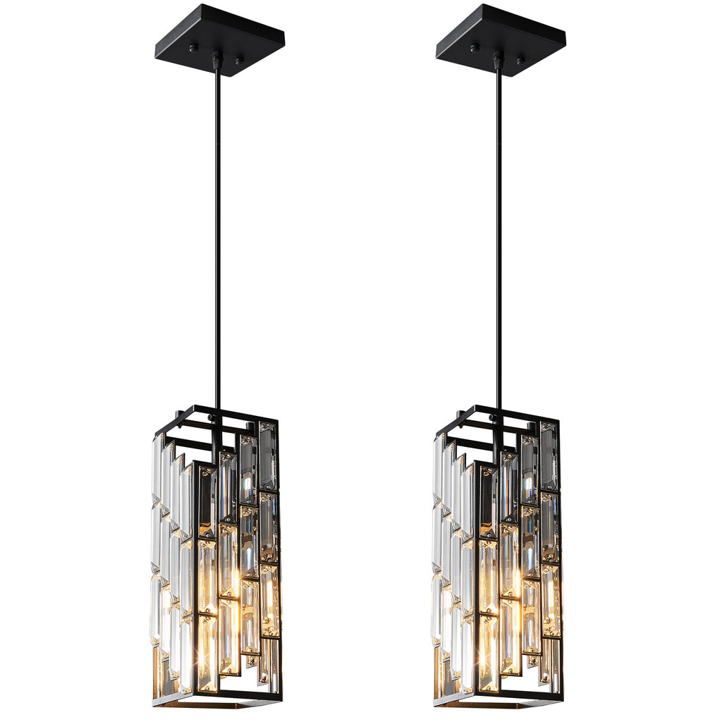 Luxury Frame Rectangular Crystal Linear Pendant Light