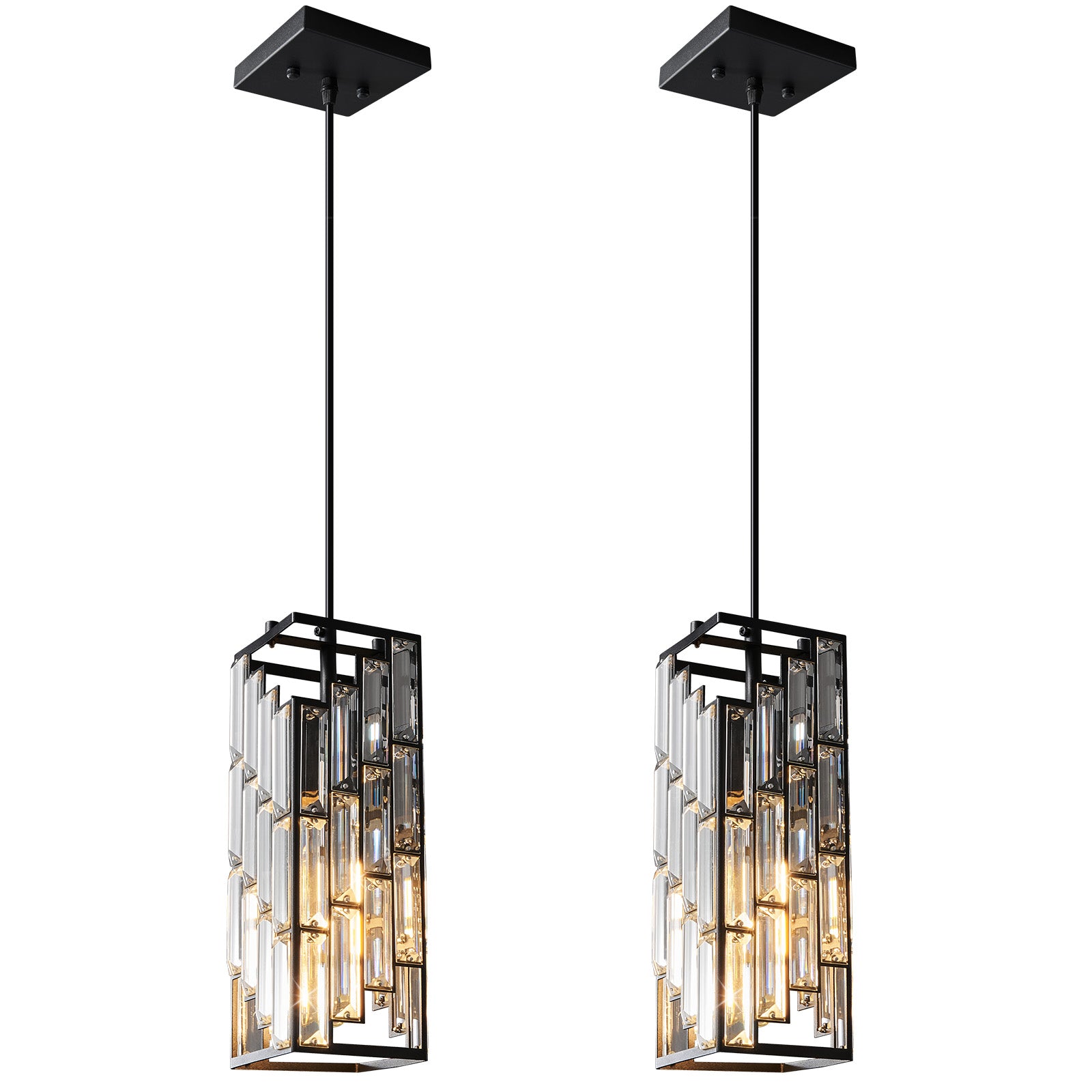 Luxury Frame Rectangular Crystal Linear Pendant Light