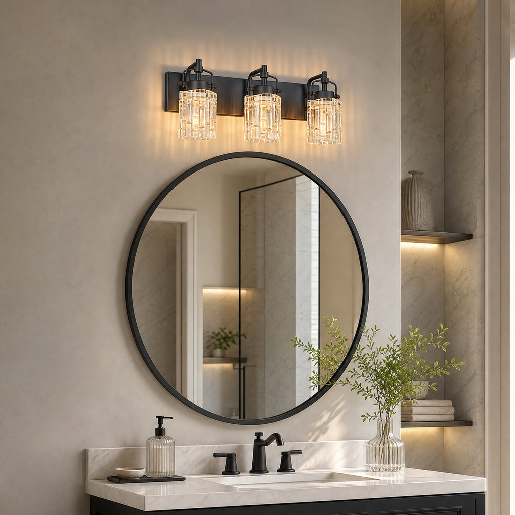 Contemporary Luxury Cylinder Fluted Glass Vanity Light