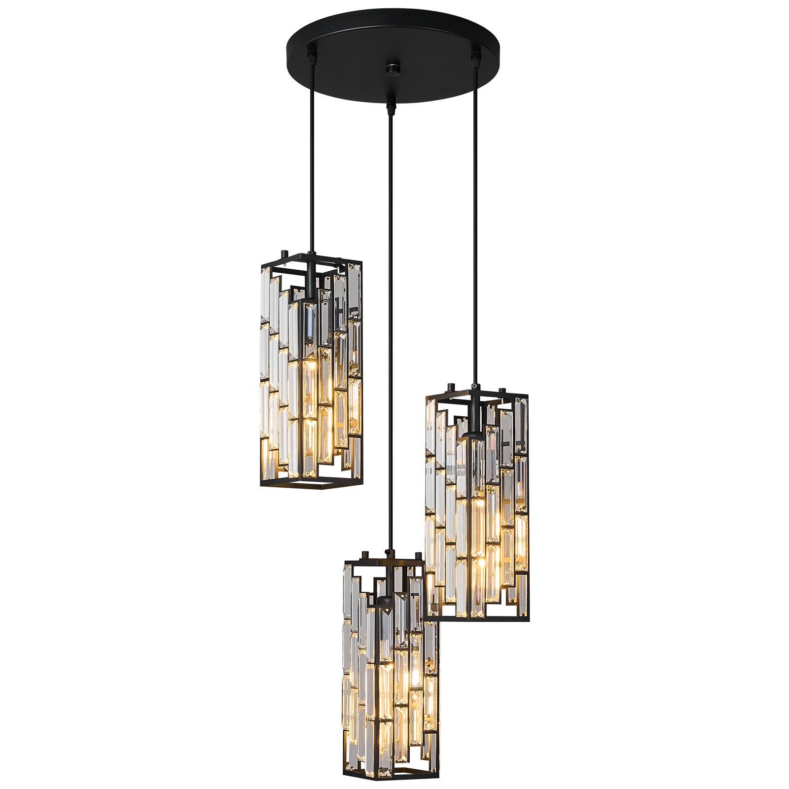 Luxury Frame Rectangular Crystal Linear Pendant Light