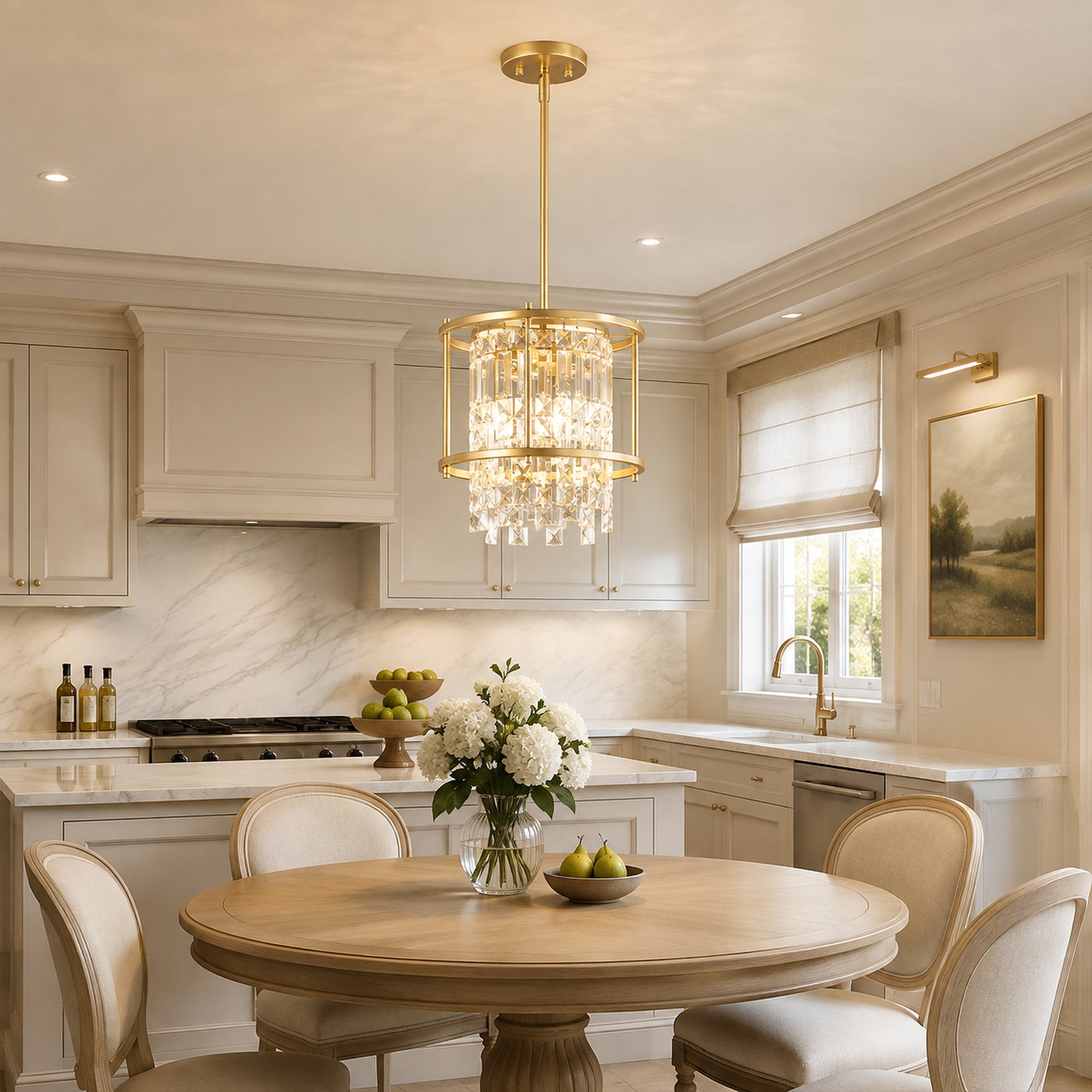 Modern Farmhouse Style Geometric Crystal Chandelier