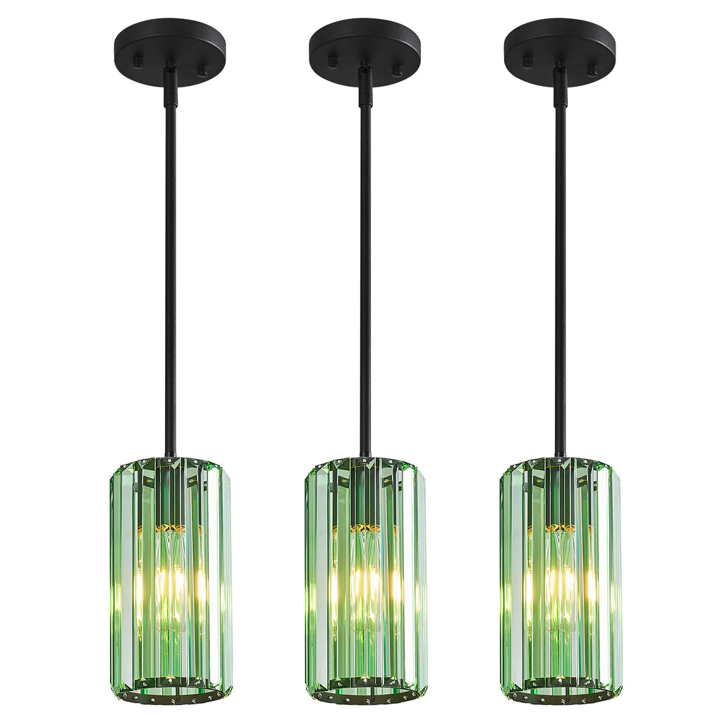 Minimalist Vertical Faceted Crystal Cylinder Pendant Light