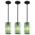 Minimalist Vertical Faceted Crystal Cylinder Pendant Light