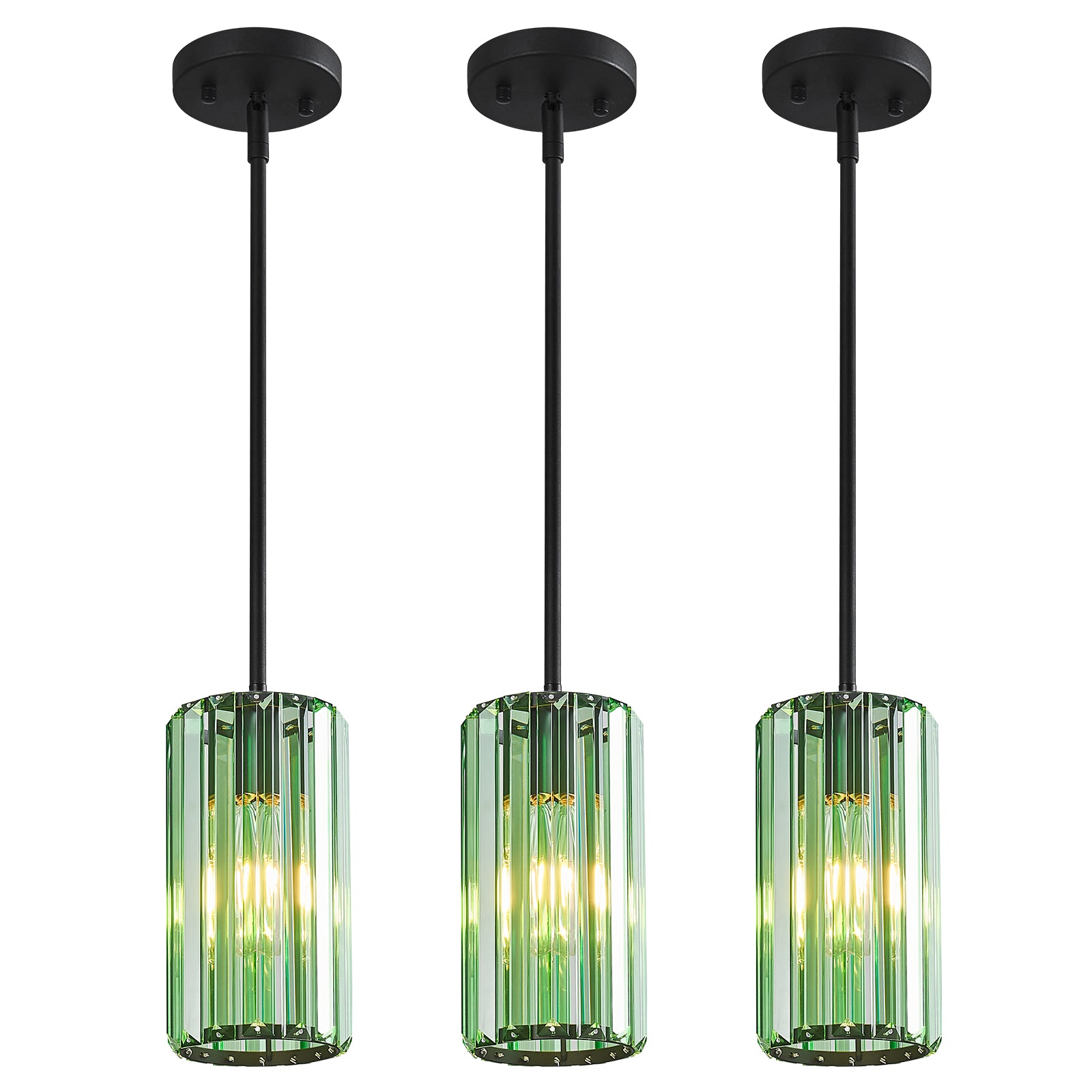 Minimalist Vertical Faceted Crystal Cylinder Pendant Light
