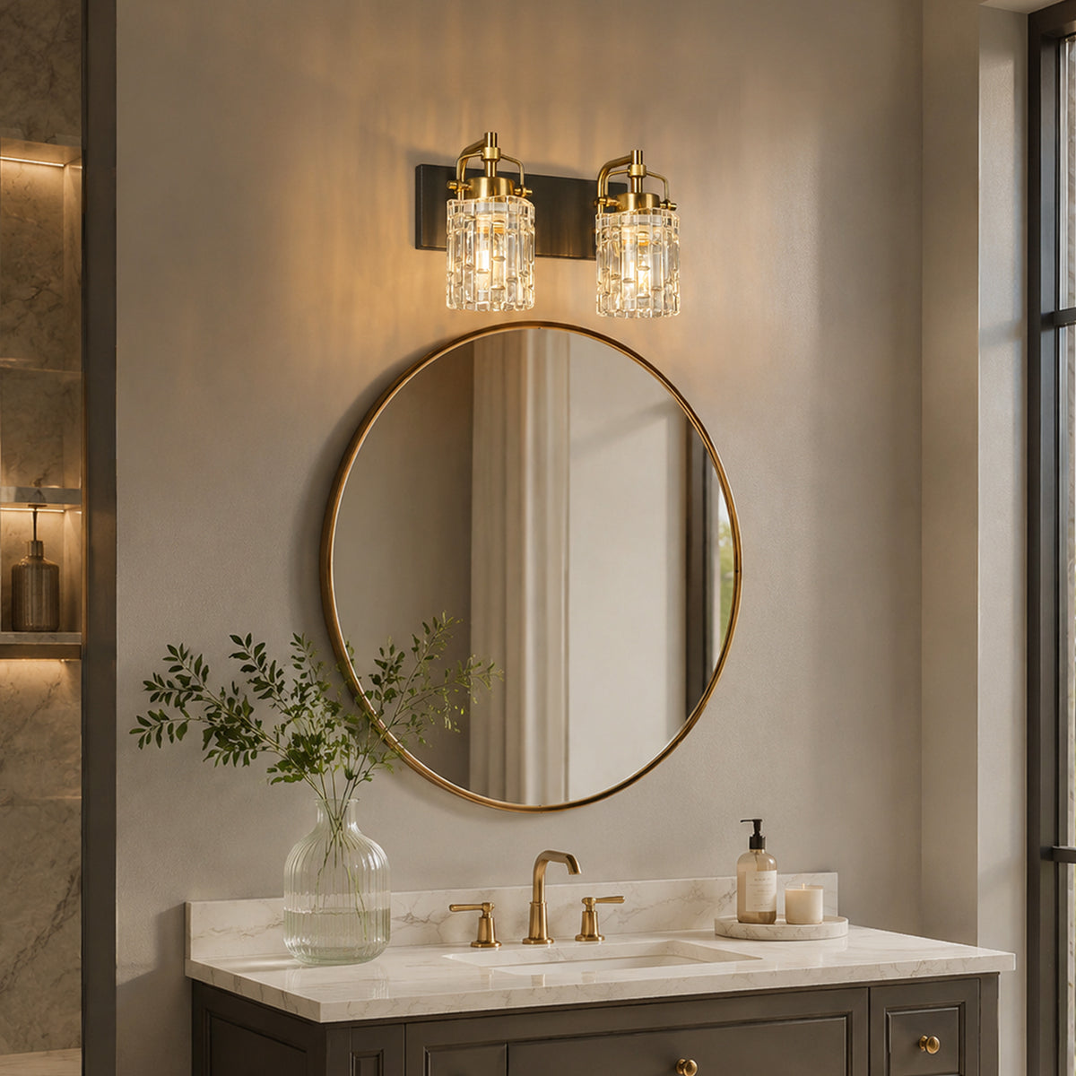 Contemporary Luxury Cylinder Fluted Glass Vanity Light
