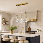 Raindrop Clear Solid Glass Adjustable Suspension Cord Pendant Light