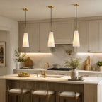 Modern Tapered Cone Natural Alabaster Single Pendant Light