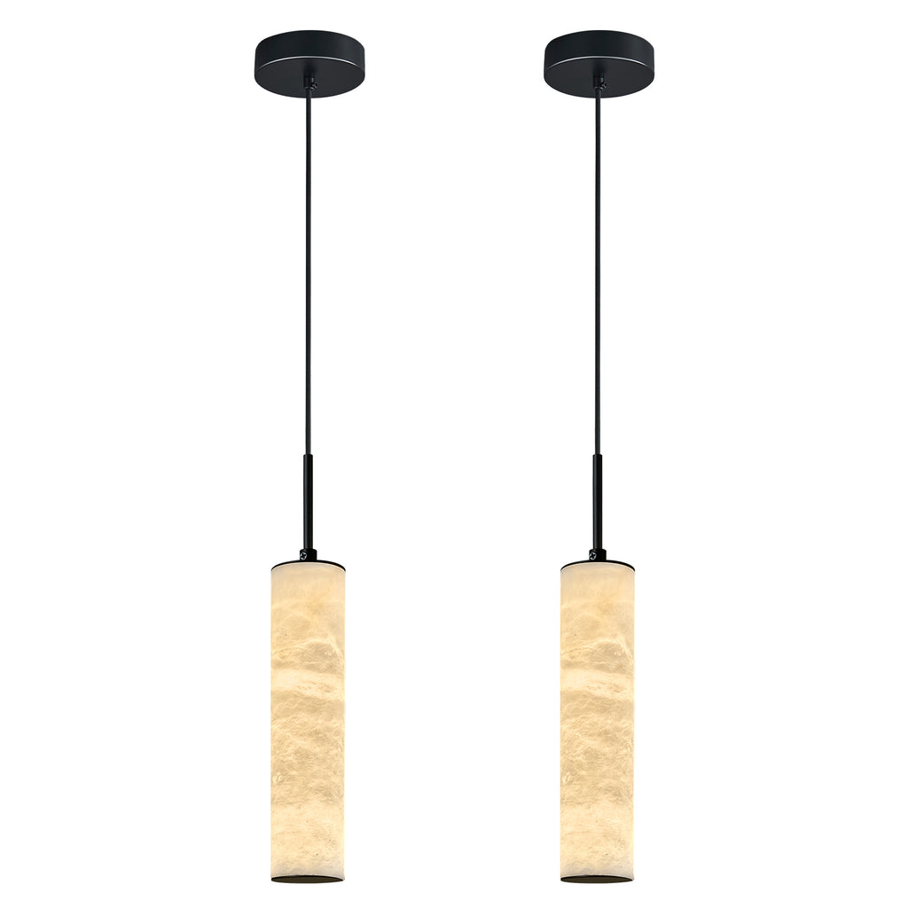 Natural Alabaster Marble Long Tube LED Pendant Light