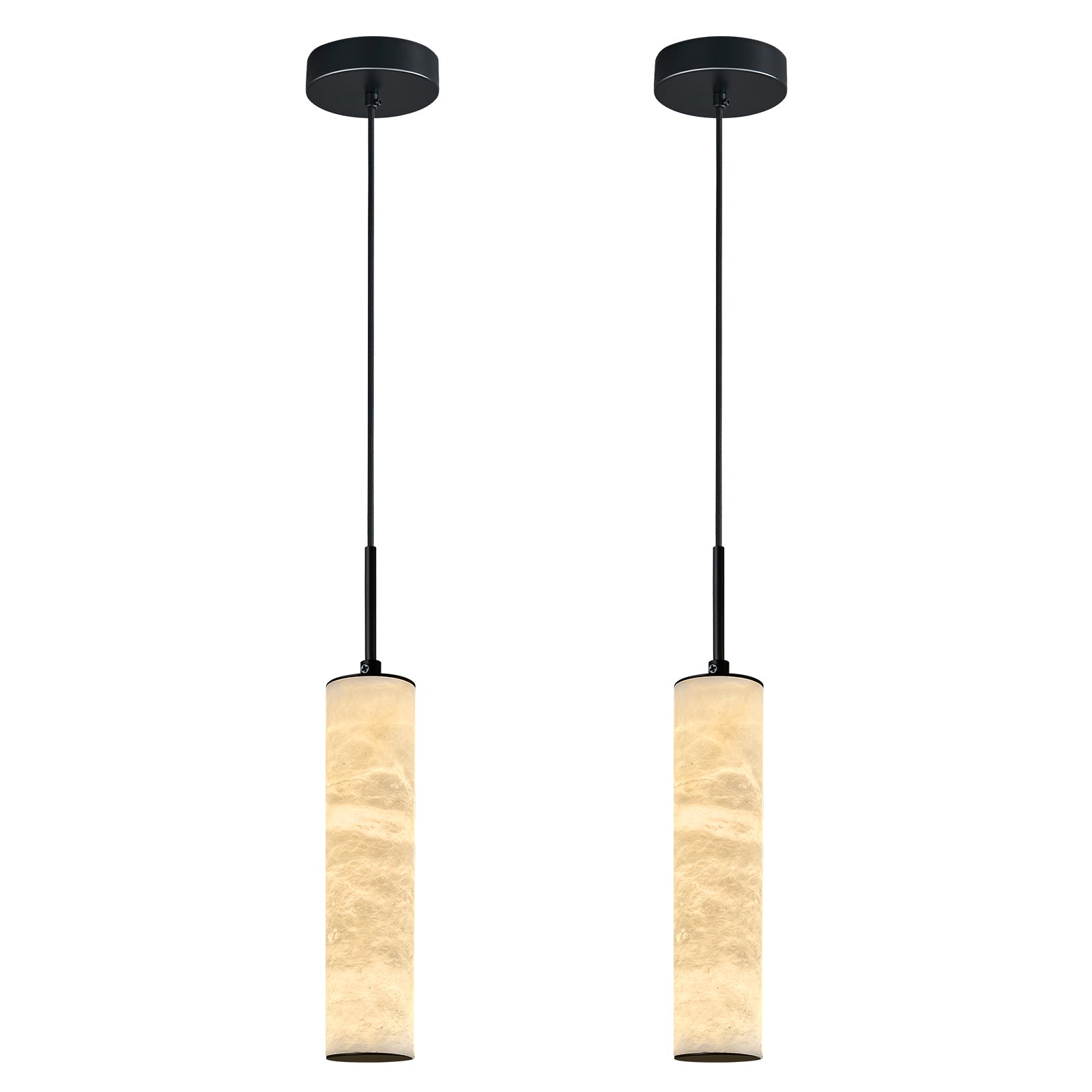 Natural Alabaster Marble Long Tube LED Pendant Light