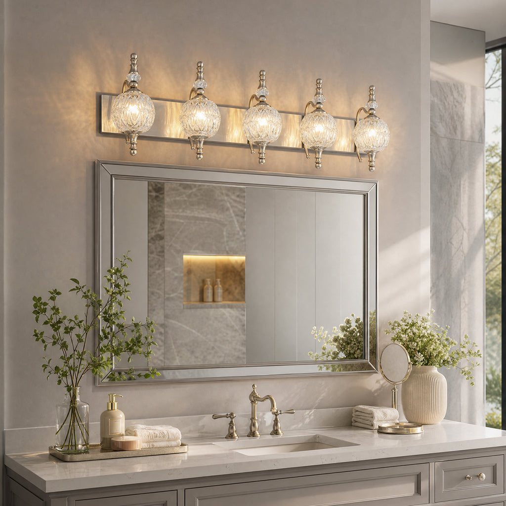 Classic Vintage Round Textured Glass Bathroom Vanity Light