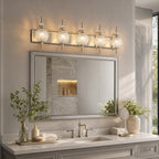 Classic Vintage Round Textured Glass Bathroom Vanity Light