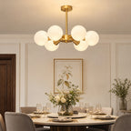 Mid Century Modern with Milk White Glass Lampshade Chandelier