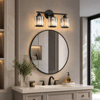 Modern Linear Fluted Crystal Bathroom Vanity Light