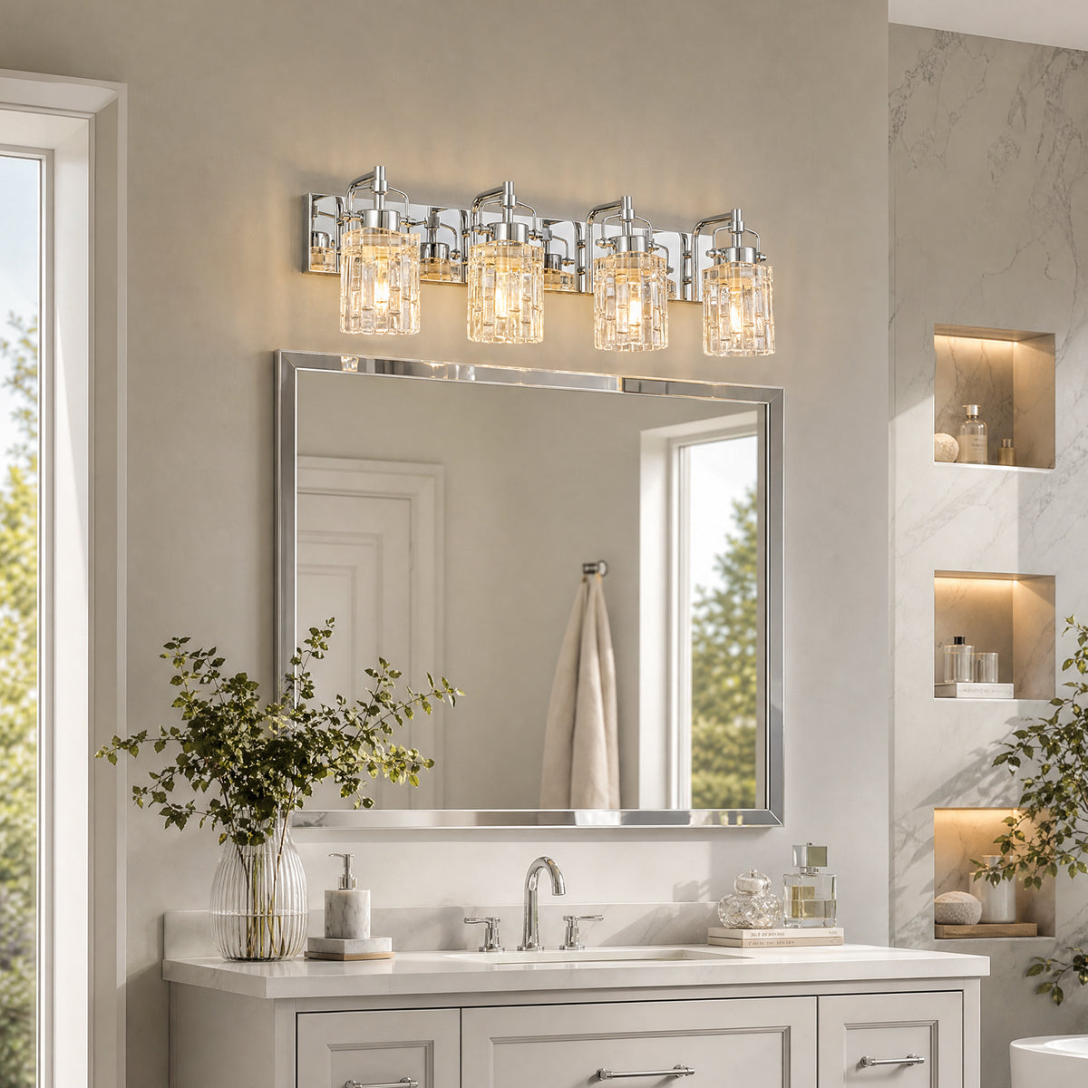 Contemporary Luxury Cylinder Fluted Glass Vanity Light