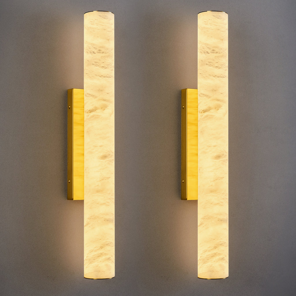 Minimalist Long Cylinder Natural Alabaster Stone LED Wall Sconce