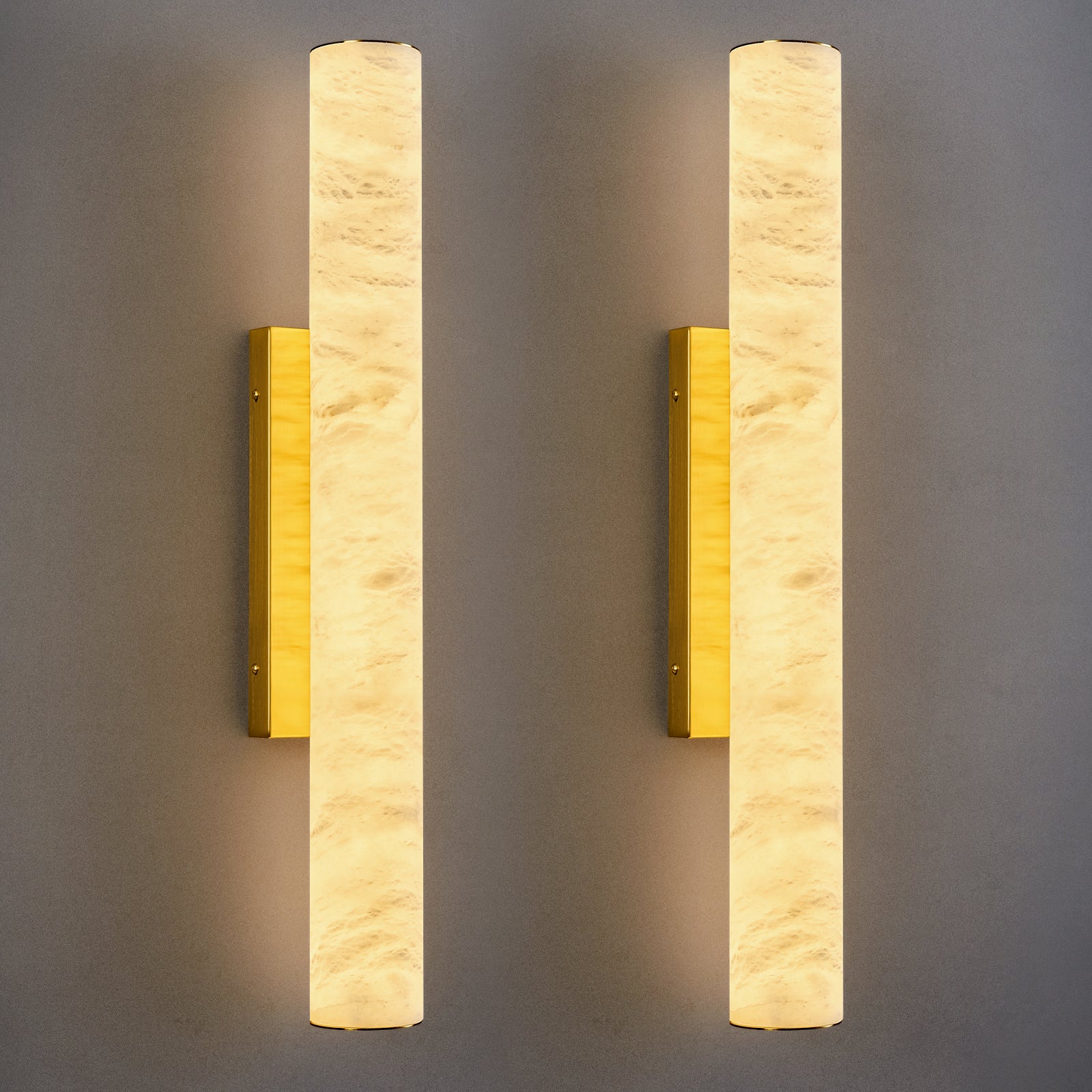 Minimalist Long Cylinder Natural Alabaster Stone LED Wall Sconce