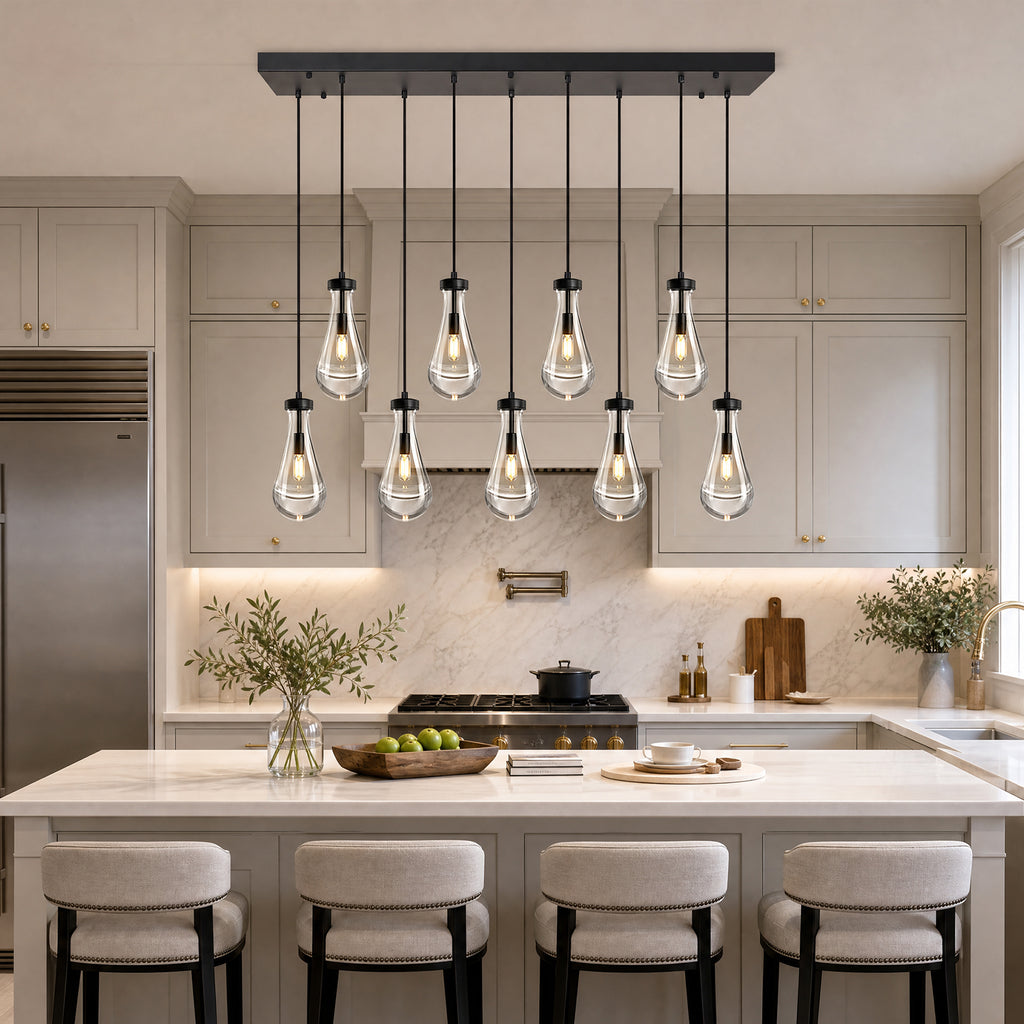 Raindrop Clear Solid Glass Adjustable Suspension Cord Pendant Light