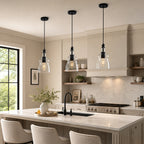 Contemporary Industrial Glass Pendant Light in Multiple Shapes