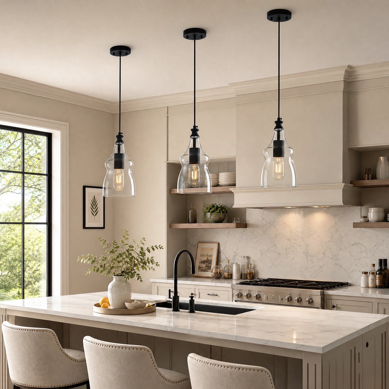 Contemporary Industrial Glass Pendant Light in Multiple Shapes