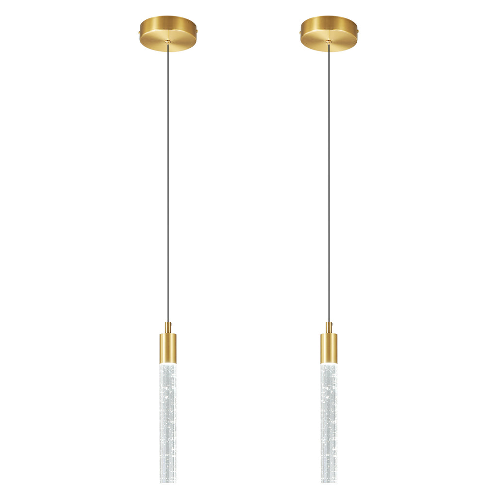Modern Cylinder Bubble Linear Hanging Crystal LED Pendant Light