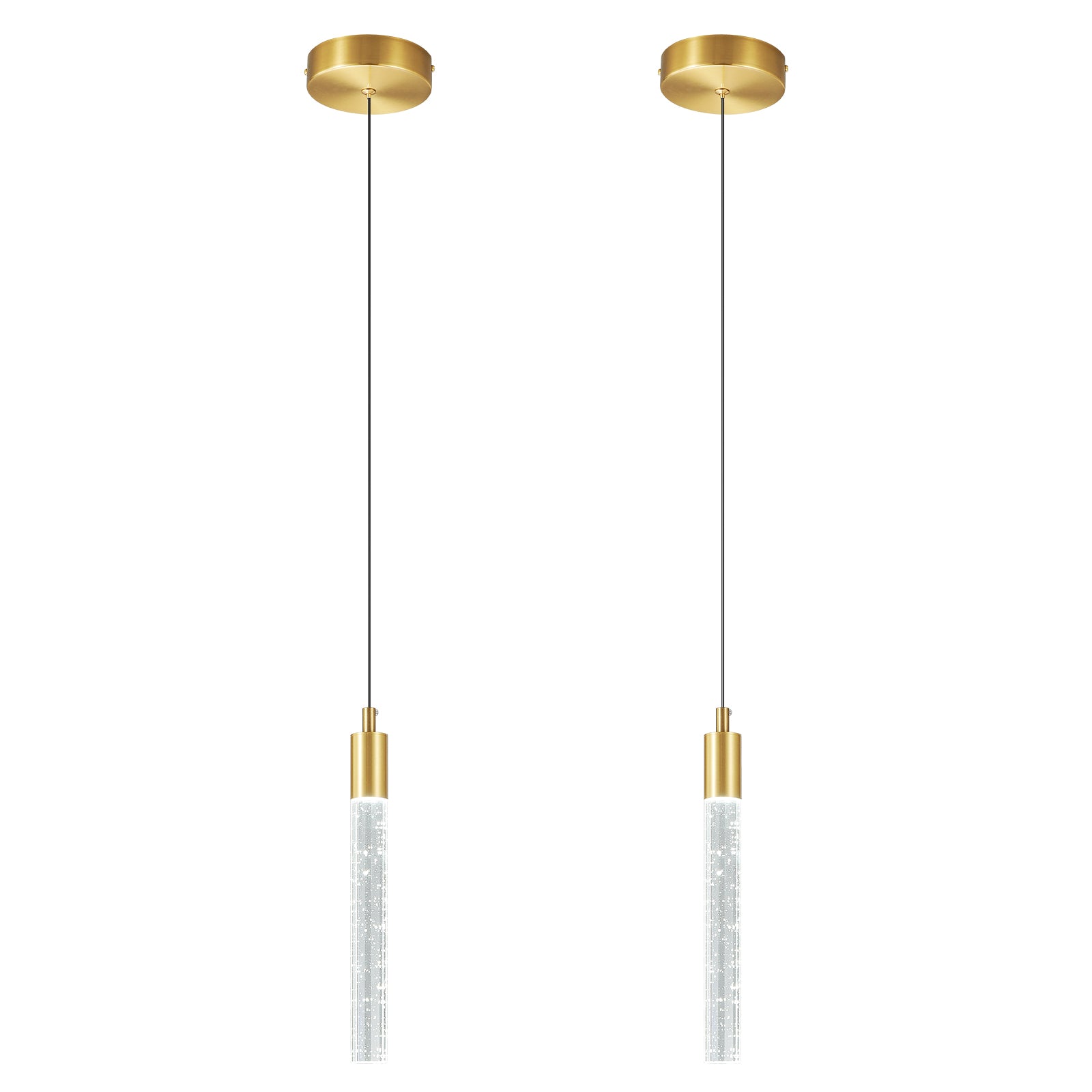 Modern Cylinder Bubble Linear Hanging Crystal LED Pendant Light