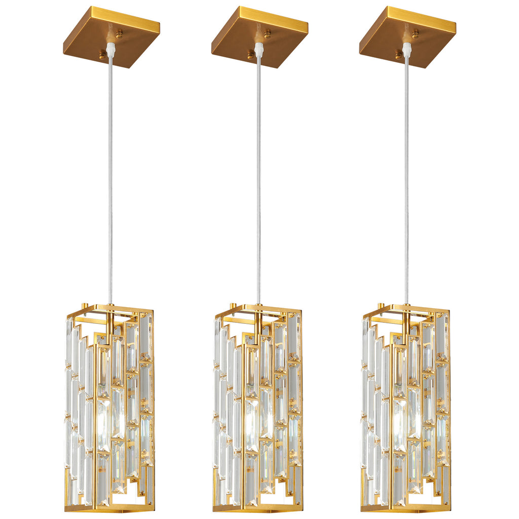 Luxury Frame Rectangular Crystal Linear Pendant Light