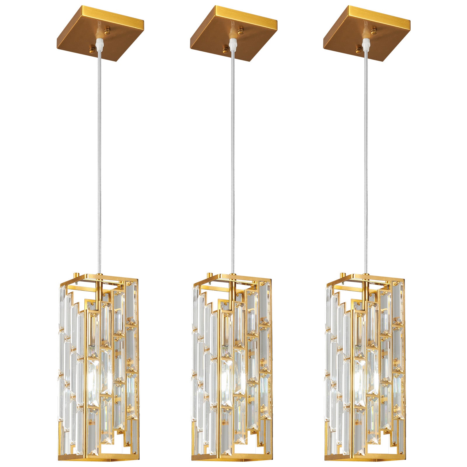 Luxury Frame Rectangular Crystal Linear Pendant Light